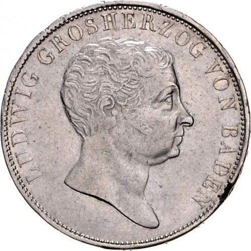 Аверс монеты - 1 гульден 1823 года - цена серебряной монеты - Баден, Людвиг I