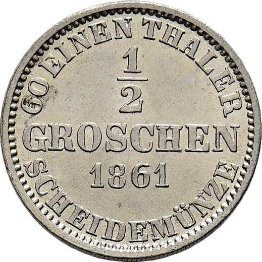 Реверс монеты - 1/2 гроша 1861 года B - цена серебряной монеты - Ганновер, Георг V