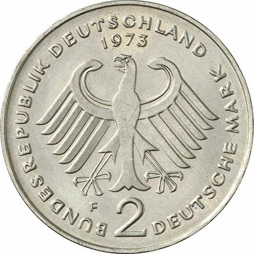 Reverse 2 Mark 1973 F "Konrad Adenauer" -  Coin Value - Germany, FRG
