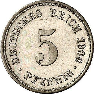 Obverse 5 Pfennig 1906 F "Type 1890-1915" - Germany, German Empire