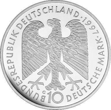 Rewers monety - 10 marek 1997 G "Heinrich Heine" - cena srebrnej monety - Niemcy, RFN
