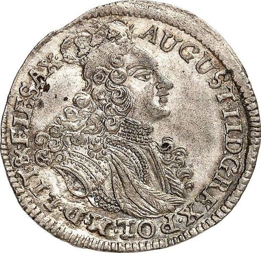 Аверс монеты - Шестак (6 грошей) 1706 года IPH "Коронный" - цена серебряной монеты - Польша, Август II Сильный