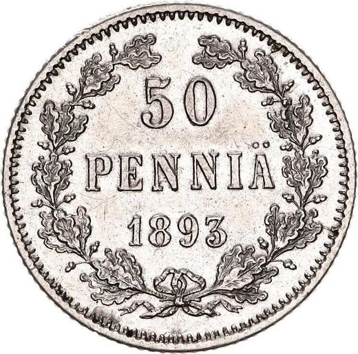 Реверс монеты - 50 пенни 1893 года L - цена серебряной монеты - Финляндия, Великое княжество