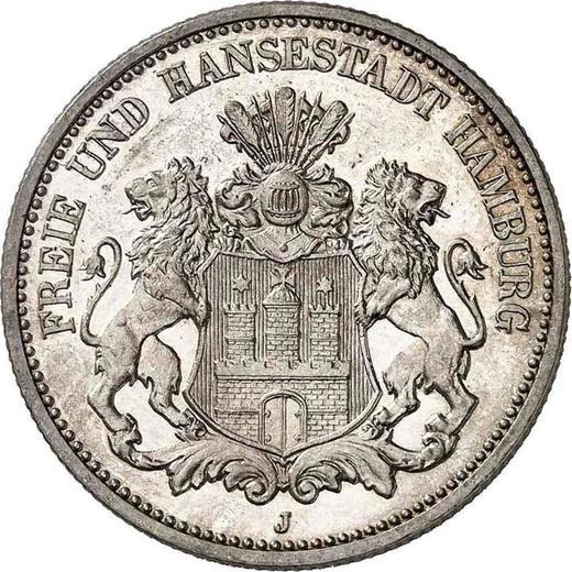 Anverso 2 marcos 1911 J "Hamburg" - valor de la moneda de plata - Alemania, Imperio alemán