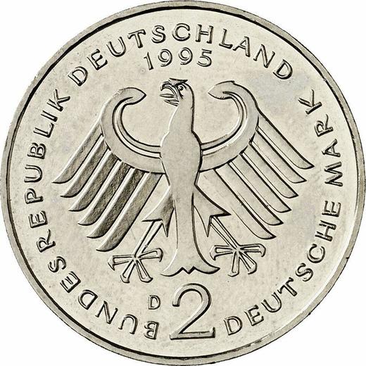 Rewers monety - 2 marki 1995 D "Willy Brandt" - cena  monety - Niemcy, RFN