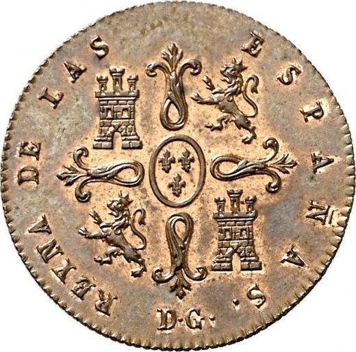 Реверс монеты - 2 мараведи 1837 года DG - цена  монеты - Испания, Изабелла II