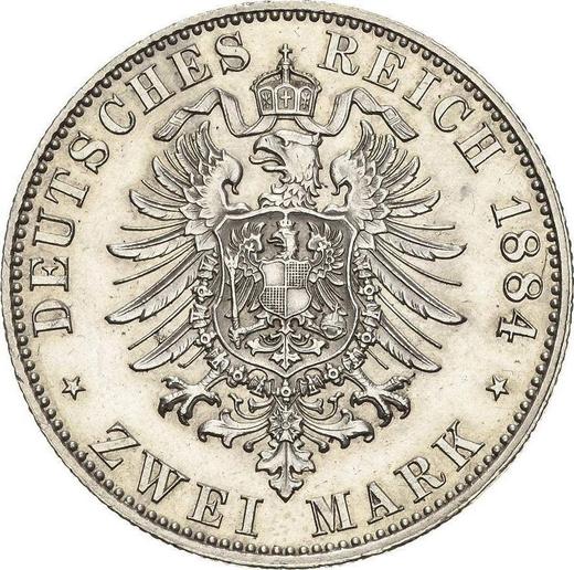 Reverso 2 marcos 1884 A "Prusia" - valor de la moneda de plata - Alemania, Imperio alemán