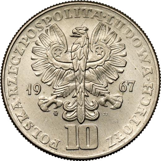 Аверс монеты - Пробные 10 злотых 1967 года MW JJ "50 Годовщина Октябрьской революции" Медно-никель - цена  монеты - Польша, Народная Республика