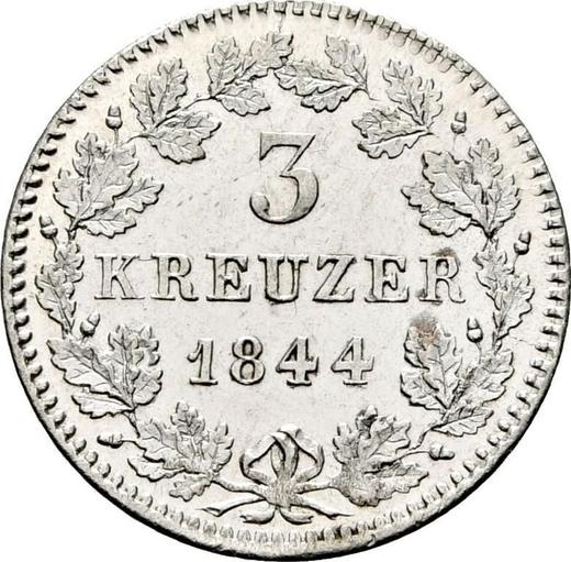 Реверс монеты - 3 крейцера 1844 года - цена серебряной монеты - Бавария, Людвиг I