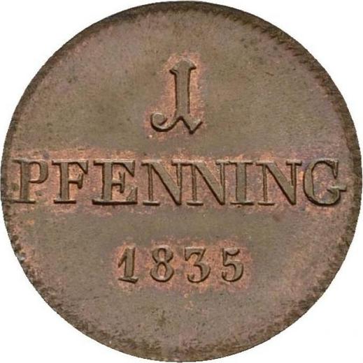 Reverso 1 Pfennig 1835 - valor de la moneda  - Baviera, Luis I