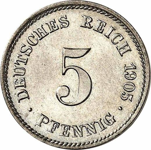 Аверс монеты - 5 пфеннигов 1905 года E "Тип 1890-1915" - цена  монеты - Германия, Германская Империя