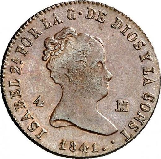 Аверс монеты - 4 мараведи 1841 года Ja - цена  монеты - Испания, Изабелла II