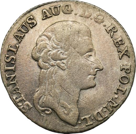 Аверс монеты - Злотовка (4 гроша) 1793 года MV - цена серебряной монеты - Польша, Станислав II Август