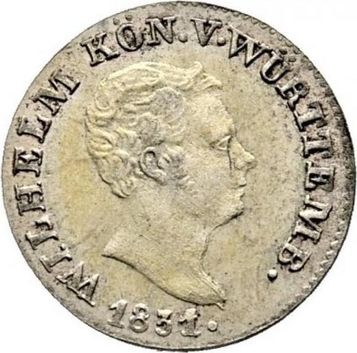 Аверс монеты - 3 крейцера 1831 года - цена серебряной монеты - Вюртемберг, Вильгельм I
