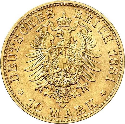 Reverso 10 marcos 1881 G "Baden" - valor de la moneda de oro - Alemania, Imperio alemán