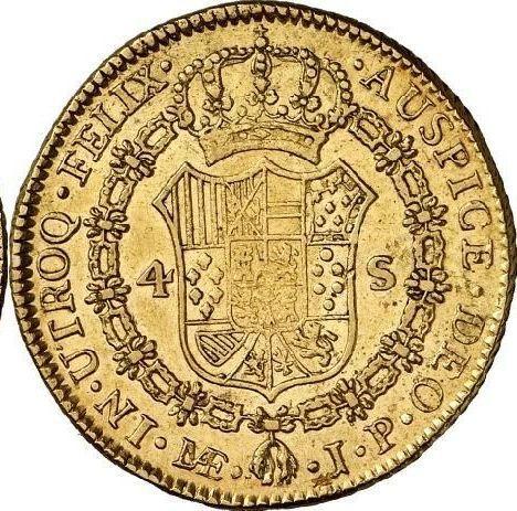 Revers 4 Escudos 1820 JP - Goldmünze Wert - Peru, Ferdinand VII