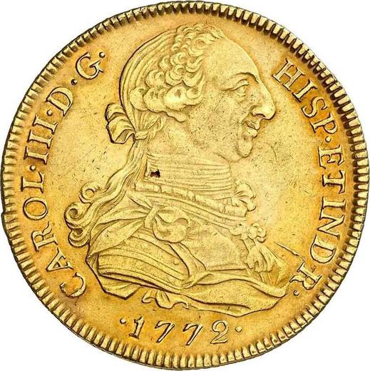 Obverse 8 Escudos 1772 JM "Type 1772-1789" - Gold Coin Value - Peru, Charles III
