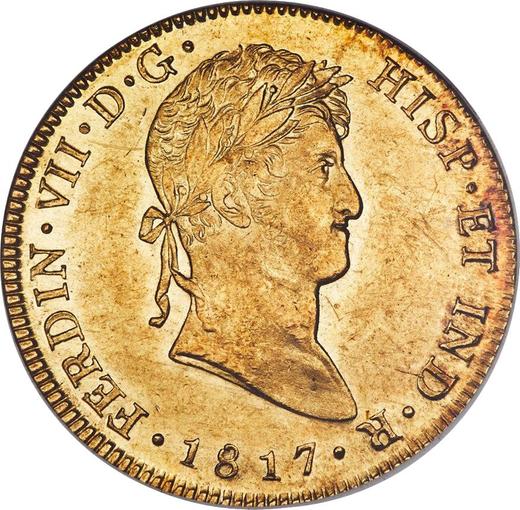 Аверс монеты - 8 эскудо 1817 года NG M - цена золотой монеты - Гватемала, Фердинанд VII