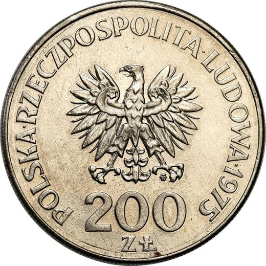 Аверс монеты - Пробные 200 злотых 1975 года MW "30 лет победы над фашизмом" Никель - цена  монеты - Польша, Народная Республика