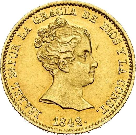 Avers 80 Reales 1842 B CC - Goldmünze Wert - Spanien, Isabella II