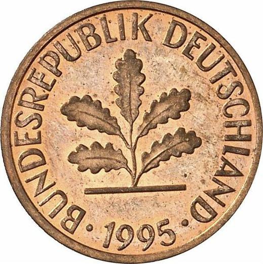 Реверс монеты - 1 пфенниг 1995 года F - цена  монеты - Германия, ФРГ