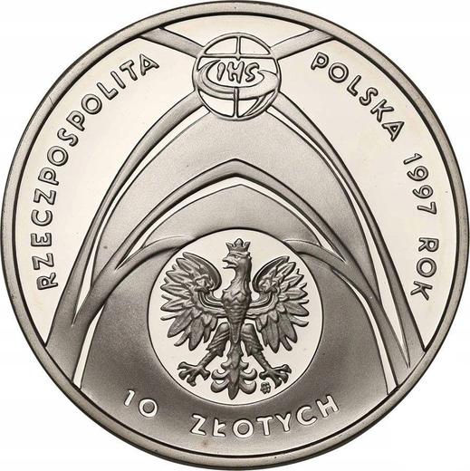 Аверс монеты - 10 злотых 1997 года MW EO "46-й евхаристический конгресс - Ян Павел II" - цена серебряной монеты - Польша, III Республика после деноминации
