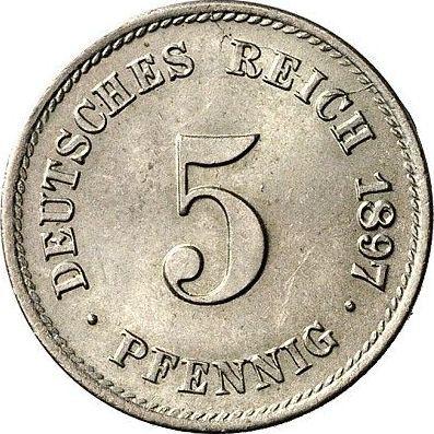 Anverso 5 Pfennige 1897 G "Tipo 1890-1915" - valor de la moneda  - Alemania, Imperio alemán