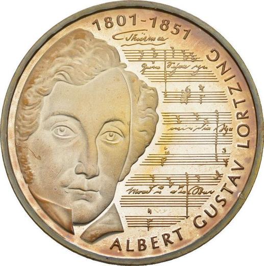 Аверс монеты - 10 марок 2001 года G "Альберт Лорцинг" - цена серебряной монеты - Германия, ФРГ