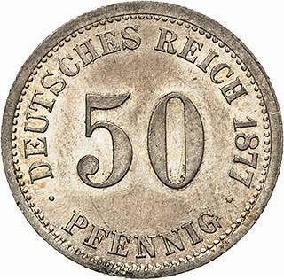Awers monety - 50 fenigów 1877 D "Typ 1875-1877" - cena srebrnej monety - Niemcy, Cesarstwo Niemieckie
