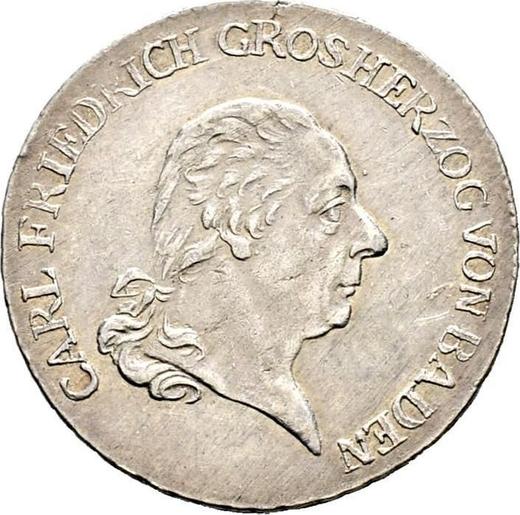 Аверс монеты - 10 крейцеров 1808 года - цена серебряной монеты - Баден, Карл Фридрих