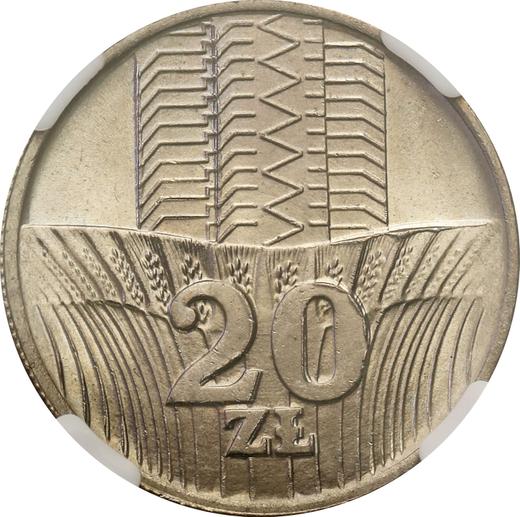 Reverso 20 eslotis 1974 - valor de la moneda  - Polonia, República Popular