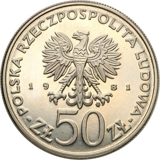 Awers monety - PRÓBA 50 złotych 1981 MW "Generał Władysław Sikorski" Nikiel - cena  monety - Polska, PRL