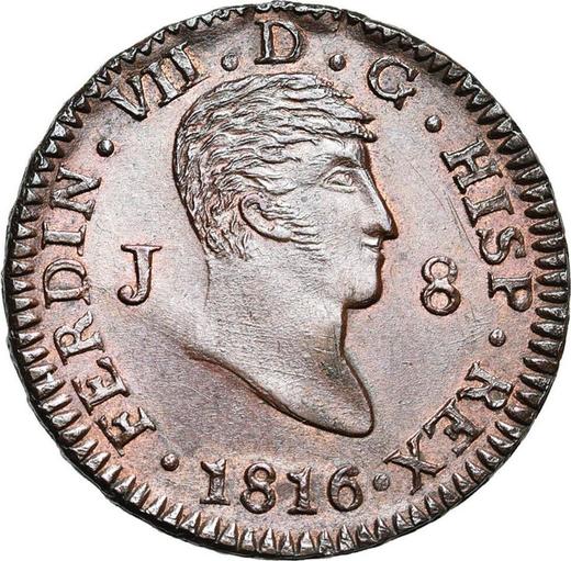 Obverse 8 Maravedís 1816 J "Type 1811-1817" -  Coin Value - Spain, Ferdinand VII