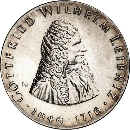 Anverso 20 marcos 1966 "Leibniz" - valor de la moneda de plata - Alemania, República Democrática Alemana (RDA)