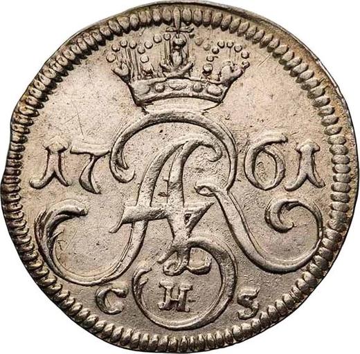 Аверс монеты - Шеляг 1761 года CHS "Эльблонгский" Чистое серебро - цена серебряной монеты - Польша, Август III