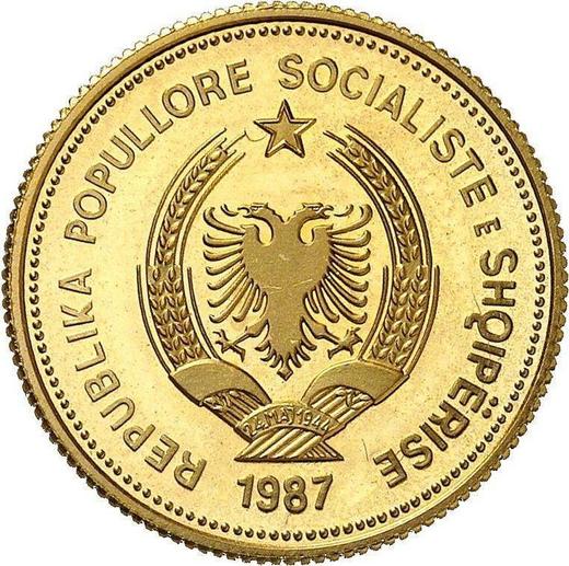 Reverso 100 leke 1987 "Puerto de Durrës" - valor de la moneda de oro - Albania, República Popular