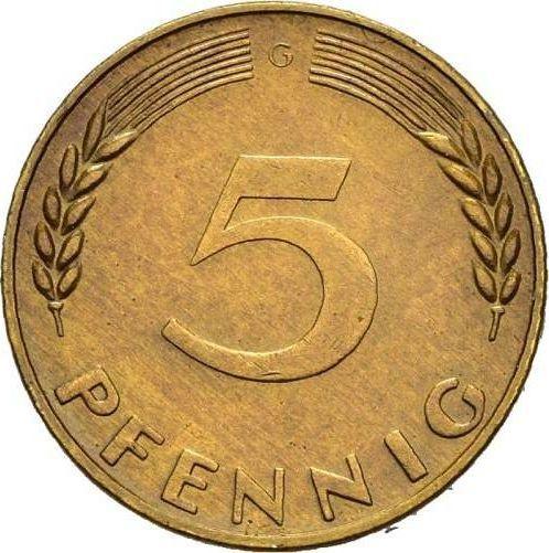 Аверс монеты - 5 пфеннигов 1968 года G - цена  монеты - Германия, ФРГ