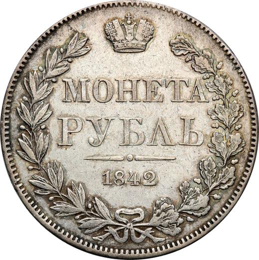 Reverse Rouble 1842 MW "Warsaw Mint" Eagle's tail fanned out - Silver Coin Value - Russia, Nicholas I
