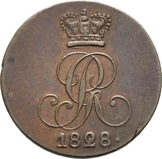 Аверс монеты - 2 пфеннига 1828 года C - цена  монеты - Ганновер, Георг IV