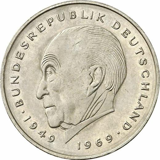 Аверс монеты - 2 марки 1980 года F "Аденауэр" - цена  монеты - Германия, ФРГ