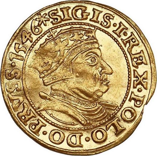 Аверс монеты - Дукат 1546 года "Гданьск" - цена золотой монеты - Польша, Сигизмунд I Старый