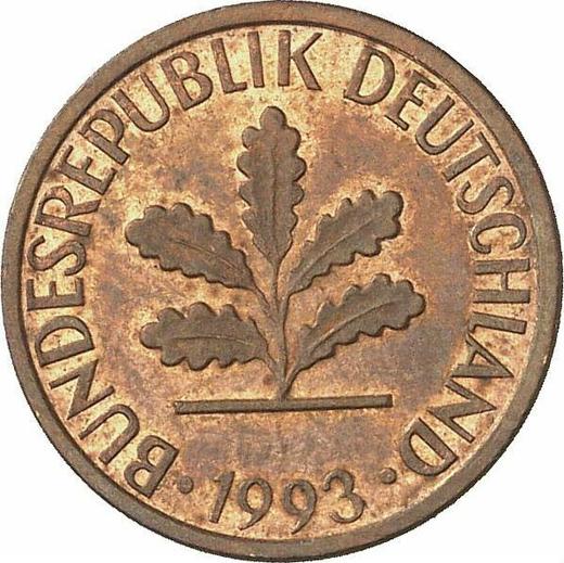 Reverse 1 Pfennig 1993 G -  Coin Value - Germany, FRG