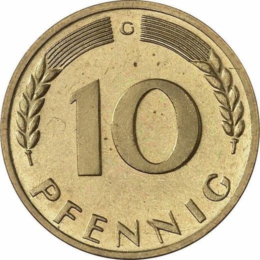 Аверс монеты - 10 пфеннигов 1967 года G - цена  монеты - Германия, ФРГ