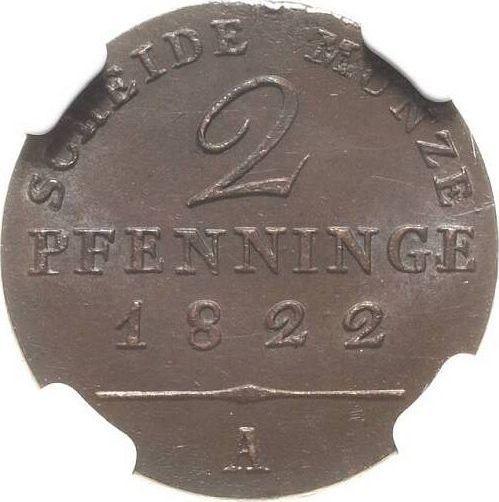 Reverso 2 Pfennige 1822 A - valor de la moneda  - Prusia, Federico Guillermo III