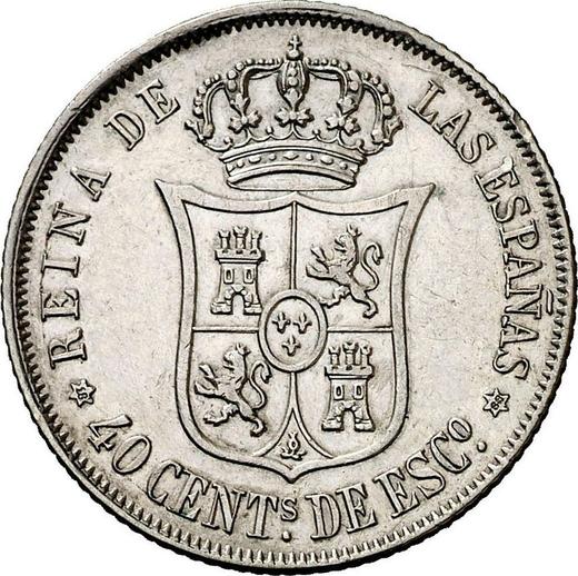 Реверс монеты - 40 сентимо эскудо 1868 года Шестиконечные звёзды - цена серебряной монеты - Испания, Изабелла II