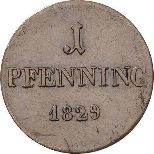 Реверс монеты - 1 пфенниг 1829 года - цена  монеты - Бавария, Людвиг I