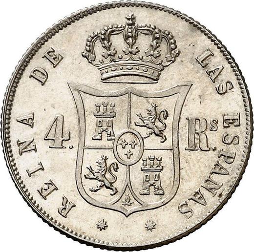 Reverso 4 reales 1853 Estrellas de ocho puntas - valor de la moneda de plata - España, Isabel II