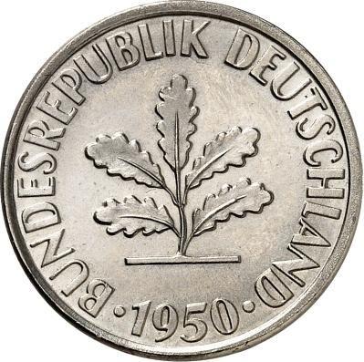 Rewers monety - 10 fenigów 1950 D Nikiel - cena  monety - Niemcy, RFN