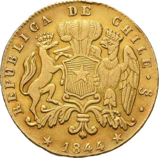 Аверс монеты - 2 эскудо 1844 года So IJ - цена золотой монеты - Чили, Республика