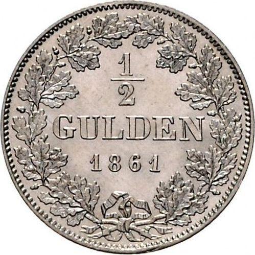 Reverso Medio florín 1861 - valor de la moneda de plata - Baviera, Maximilian II